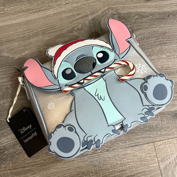 Disney Handbags - NWT Loungefly Disney Stitch Holiday Glitter Snowflake Crossbody Bag Damaged